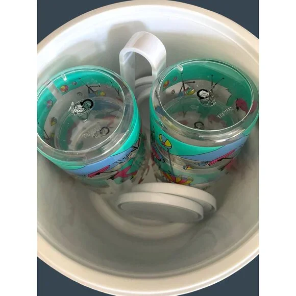 Retro Pink Flamingo Ice Bucket Barware Drink 10 Pc Set Tumbler Glasses Vintage - Picture 3 of 16